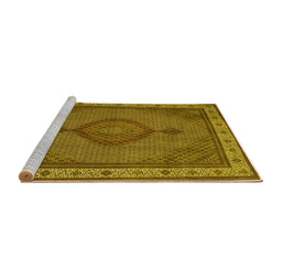Sideview of Machine Washable Medallion Yellow Traditional Rug, wshtr16yw