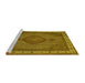 Sideview of Machine Washable Medallion Yellow Traditional Rug, wshtr16yw