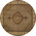 Round Medallion Brown Traditional Rug, tr16brn