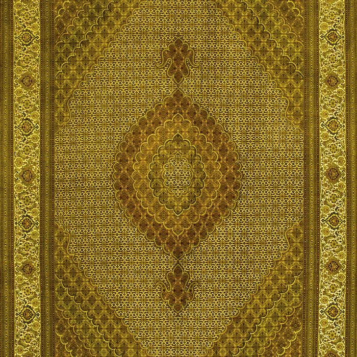 Machine Washable Medallion Yellow Traditional Rug, wshtr16yw