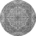 Machine Washable Medallion Gray Traditional Rug, wshtr1700gry