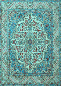 Medallion Light Blue Traditional Rug, tr1700lblu