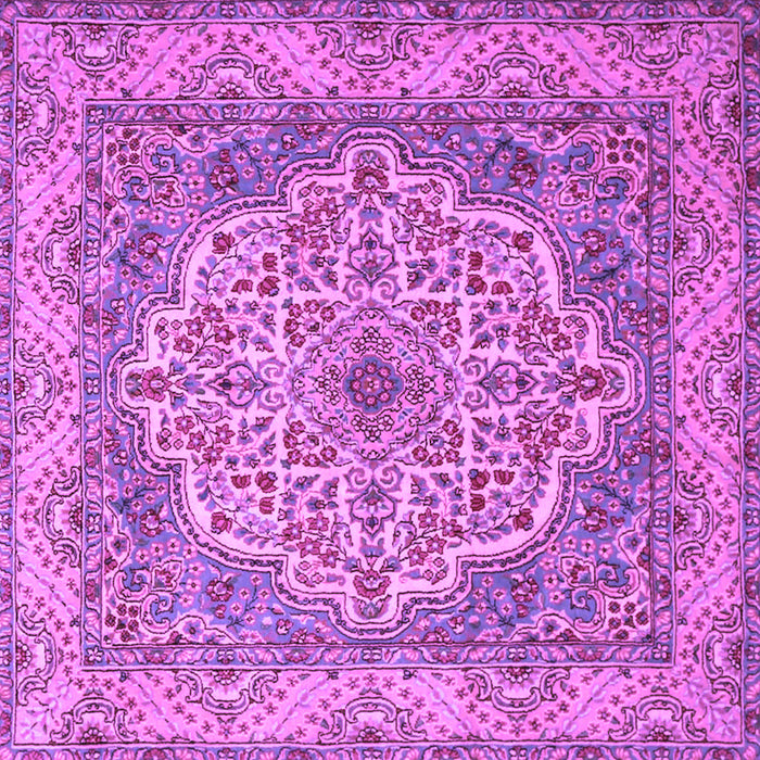 Square Machine Washable Medallion Purple Traditional Area Rugs, wshtr1700pur