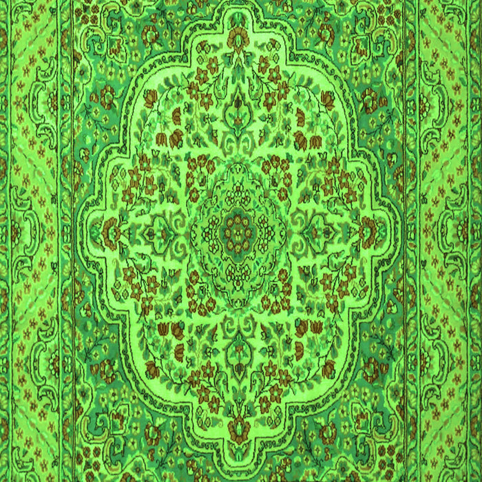 Serging Thickness of Machine Washable Medallion Green Traditional Area Rugs, wshtr1700grn