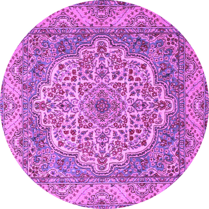 Round Medallion Purple Traditional Rug, tr1700pur
