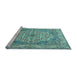 Sideview of Machine Washable Medallion Light Blue Traditional Rug, wshtr1700lblu