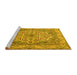 Sideview of Machine Washable Medallion Yellow Traditional Rug, wshtr1700yw