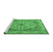 Sideview of Machine Washable Medallion Emerald Green Traditional Area Rugs, wshtr1700emgrn