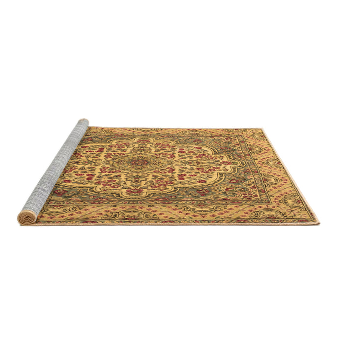 Sideview of Machine Washable Medallion Brown Traditional Rug, wshtr1700brn