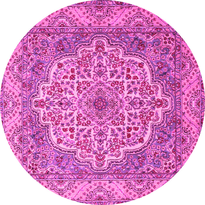 Round Medallion Pink Traditional Rug, tr1700pnk