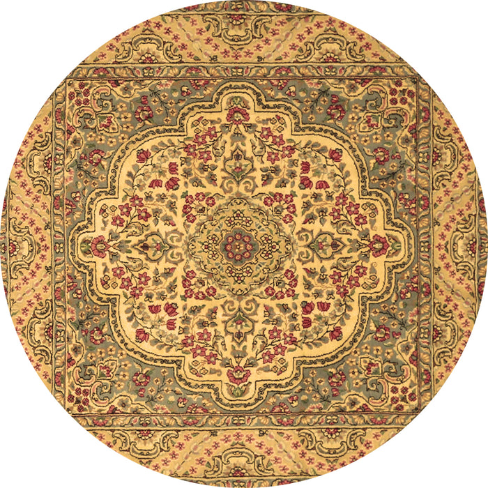Round Medallion Brown Traditional Rug, tr1700brn