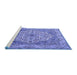 Sideview of Machine Washable Medallion Blue Traditional Rug, wshtr1700blu