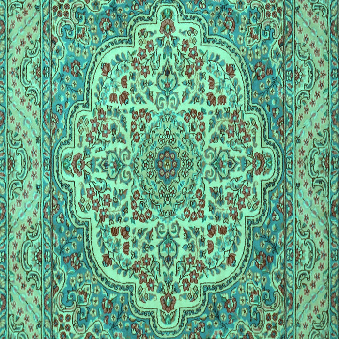 Machine Washable Medallion Turquoise Traditional Area Rugs, wshtr1700turq