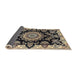 Sideview of Traditional Charcoal Black Medallion Rug, tr1701