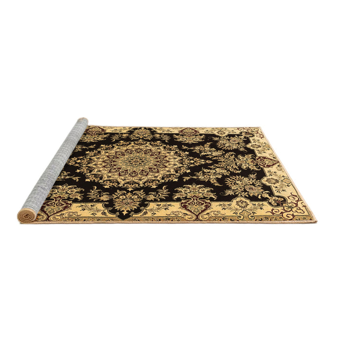 Sideview of Machine Washable Medallion Brown Traditional Rug, wshtr1701brn