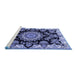 Sideview of Machine Washable Medallion Blue Traditional Rug, wshtr1701blu