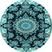 Round Medallion Light Blue Traditional Rug, tr1701lblu