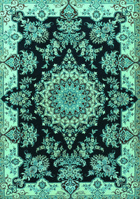 Medallion Turquoise Traditional Rug, tr1701turq