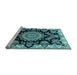 Sideview of Machine Washable Medallion Light Blue Traditional Rug, wshtr1701lblu