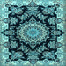 Square Medallion Light Blue Traditional Rug, tr1701lblu