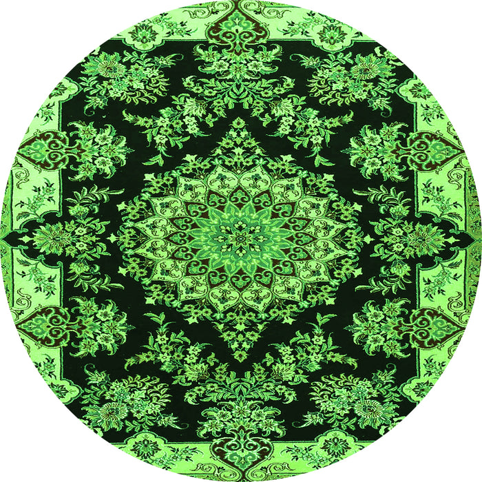 Machine Washable Medallion Green Traditional Area Rugs, wshtr1701grn