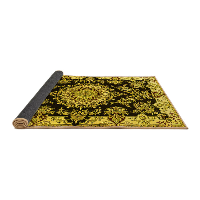 Sideview of Medallion Yellow Traditional Rug, tr1701yw