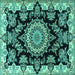 Square Medallion Turquoise Traditional Rug, tr1701turq