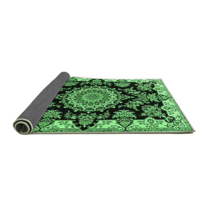 Sideview of Medallion Emerald Green Traditional Rug, tr1701emgrn
