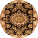 Square Medallion Orange Traditional Rug, tr1701org