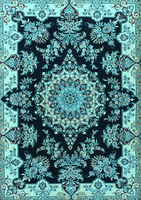 Medallion Light Blue Traditional Rug, tr1701lblu