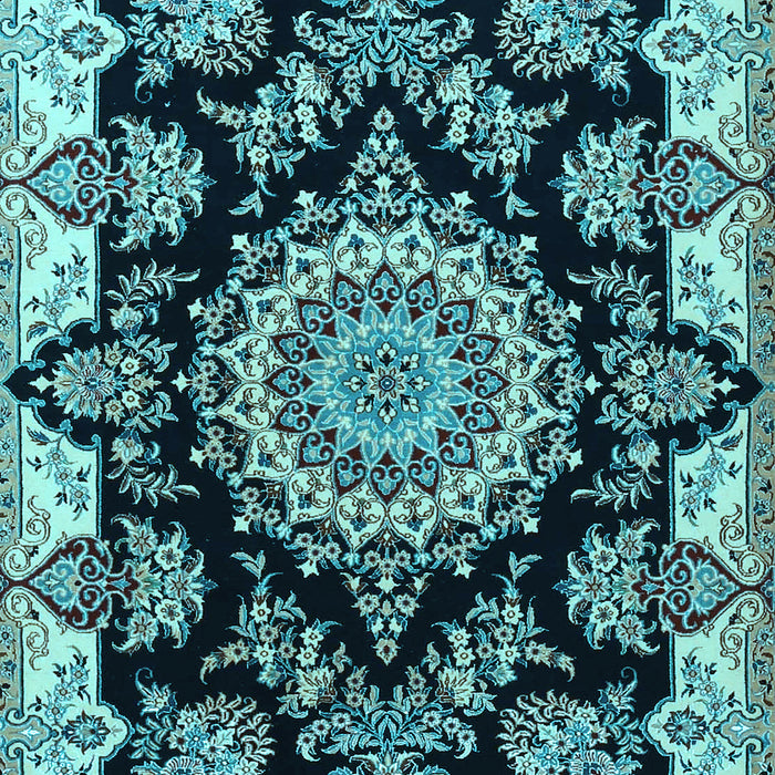 Medallion Light Blue Traditional Rug, tr1701lblu