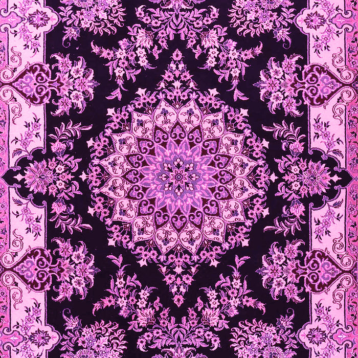 Machine Washable Medallion Pink Traditional Rug, wshtr1701pnk