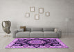 Machine Washable Medallion Purple Traditional Area Rugs in a Living Room, wshtr1701pur