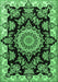 Machine Washable Medallion Emerald Green Traditional Area Rugs, wshtr1701emgrn