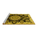 Sideview of Machine Washable Medallion Yellow Traditional Rug, wshtr1701yw