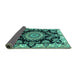 Sideview of Medallion Turquoise Traditional Rug, tr1701turq