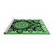 Sideview of Machine Washable Medallion Emerald Green Traditional Area Rugs, wshtr1701emgrn