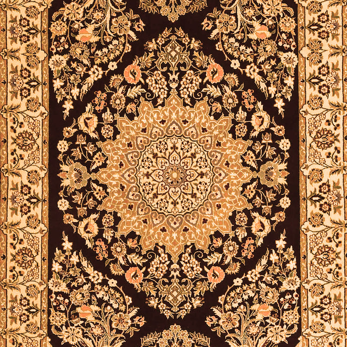 Serging Thickness of Machine Washable Medallion Orange Traditional Area Rugs, wshtr1702org