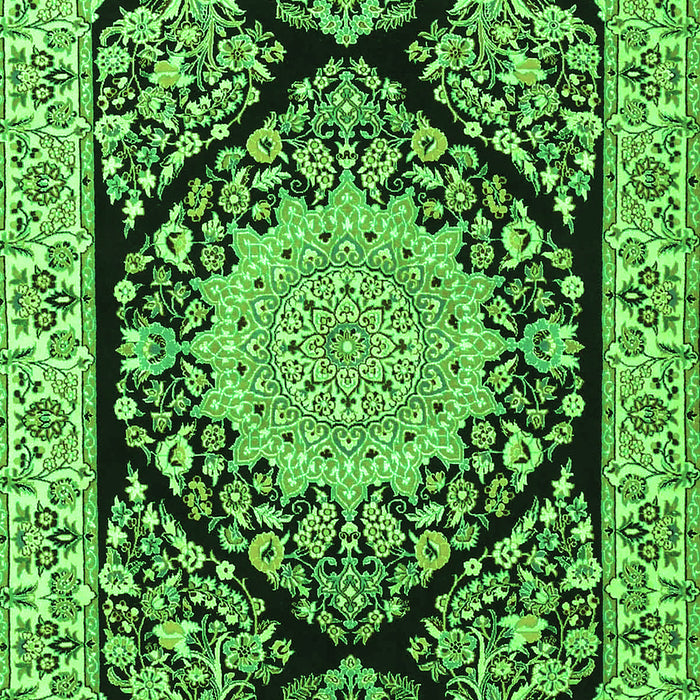 Serging Thickness of Machine Washable Medallion Green Traditional Area Rugs, wshtr1702grn
