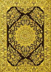 Medallion Yellow Traditional Rug, tr1702yw