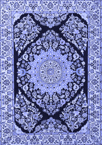 Medallion Blue Traditional Rug, tr1702blu