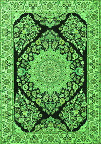 Medallion Green Traditional Rug, tr1702grn