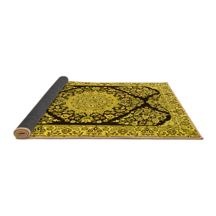 Sideview of Medallion Yellow Traditional Rug, tr1702yw
