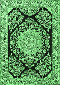 Medallion Emerald Green Traditional Rug, tr1702emgrn