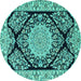 Round Medallion Turquoise Traditional Rug, tr1702turq