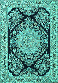 Medallion Turquoise Traditional Rug, tr1702turq