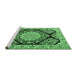 Sideview of Machine Washable Medallion Emerald Green Traditional Area Rugs, wshtr1702emgrn