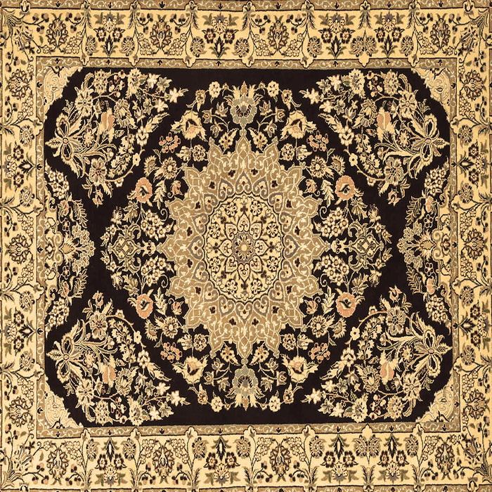 Square Machine Washable Medallion Brown Traditional Rug, wshtr1702brn