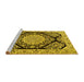 Sideview of Machine Washable Medallion Yellow Traditional Rug, wshtr1702yw