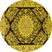 Round Medallion Yellow Traditional Rug, tr1702yw